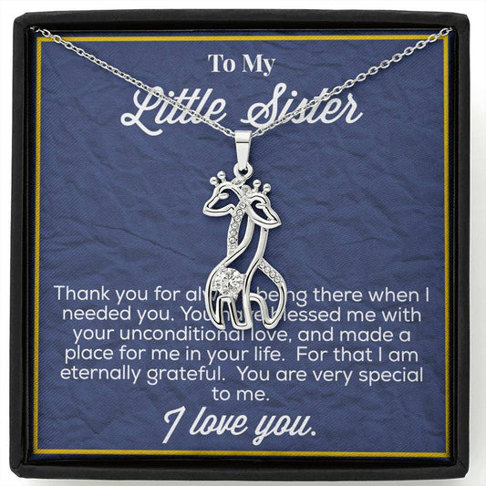 To My Little Sister Graceful Love Giraffe Necklace