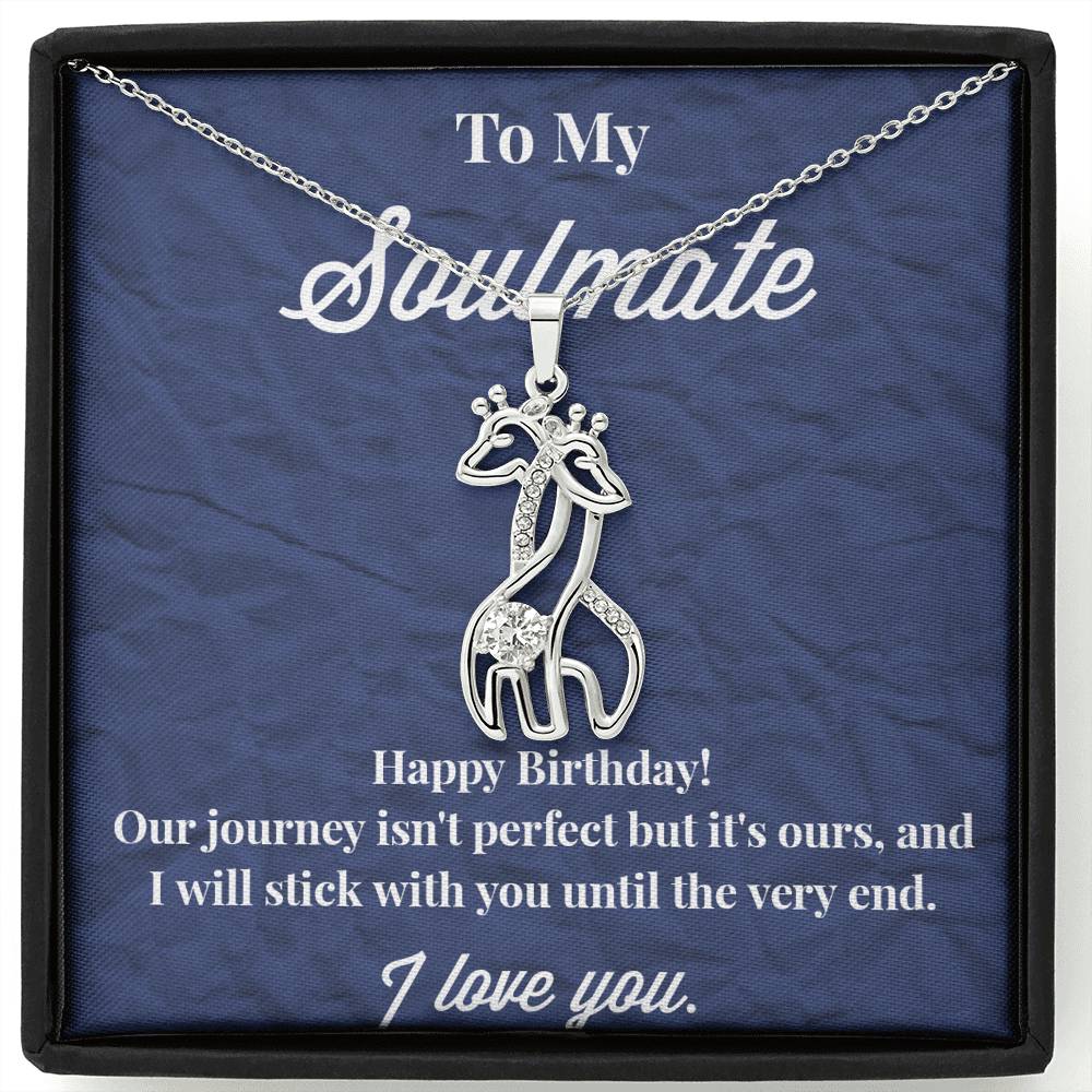 Happy Birthday To My Soulmate Graceful Love Giraffe Necklace - Jewelry for Wife - Necklace for Wife