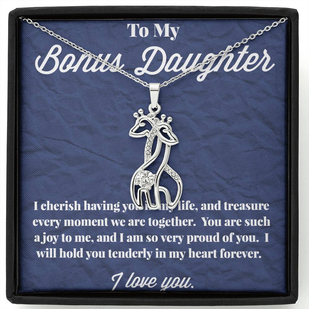 To My Bonus Daughter Graceful Love Giraffe Necklace, Stepdaughter Necklace, Bonus Daughter Jewelry, Nonbiological Daughter Necklace