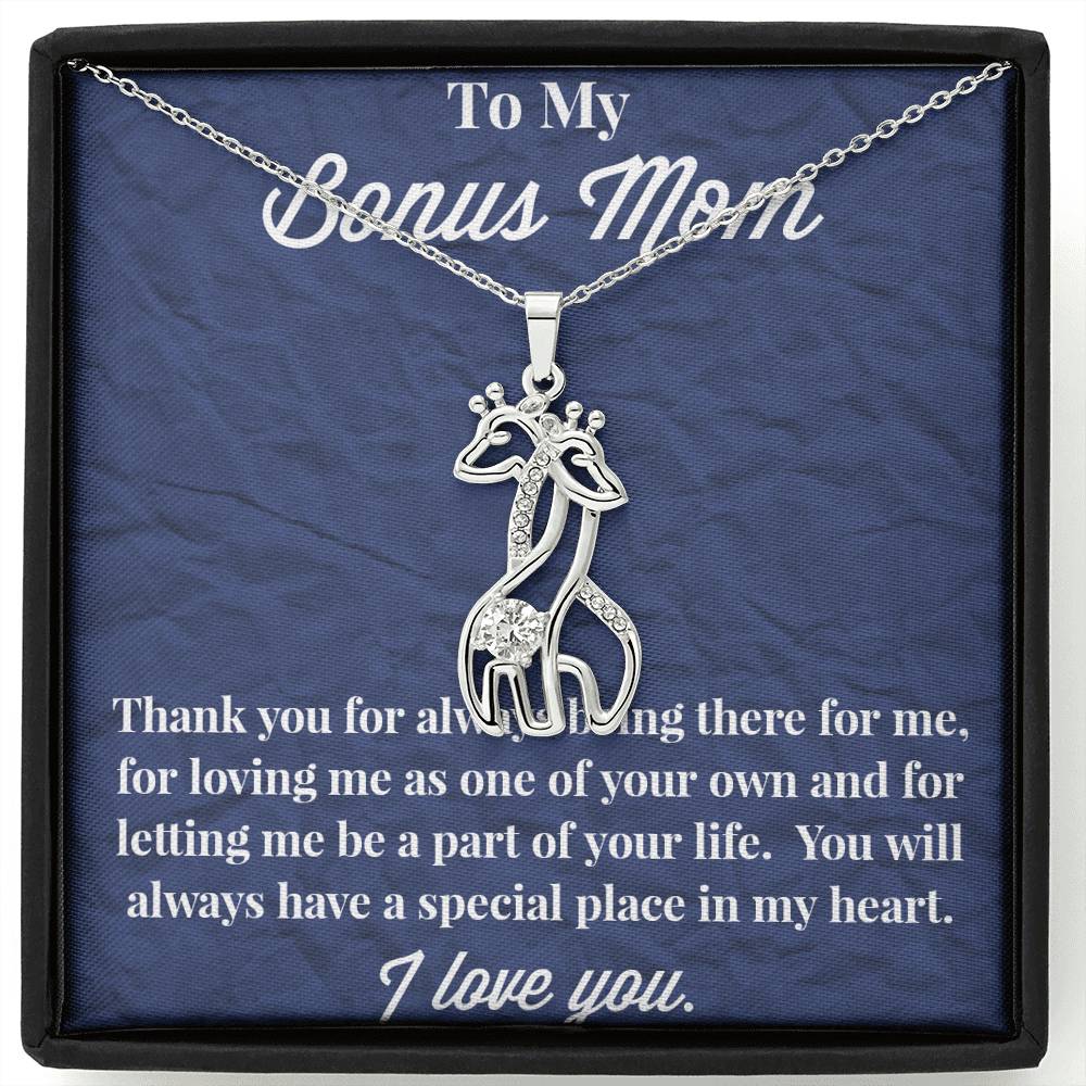 To My Bonus Mom Graceful Love Giraffe Necklace