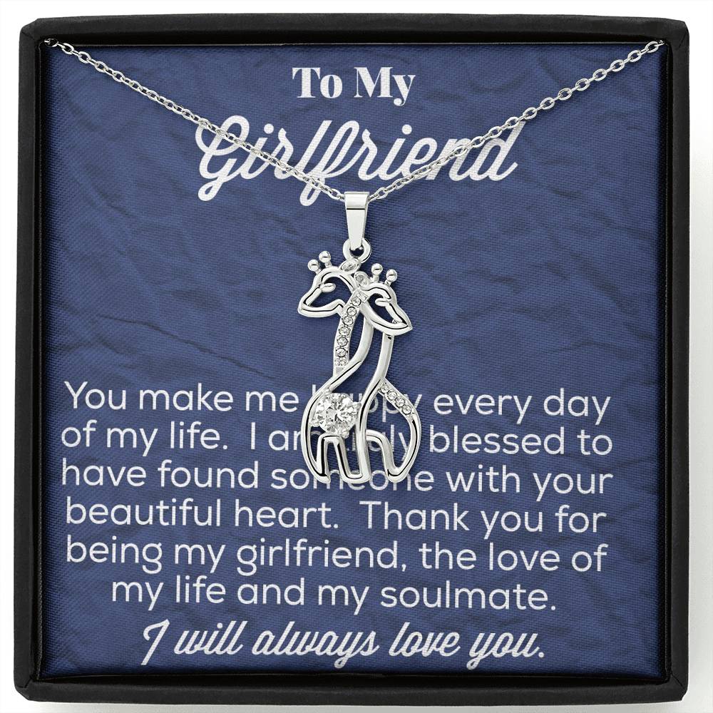 To My Girlfriend Graceful Love Giraffe Necklace