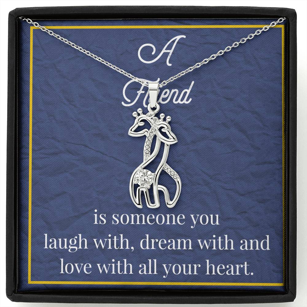A Friend Is Someone You Love Graceful Love Giraffe Necklace