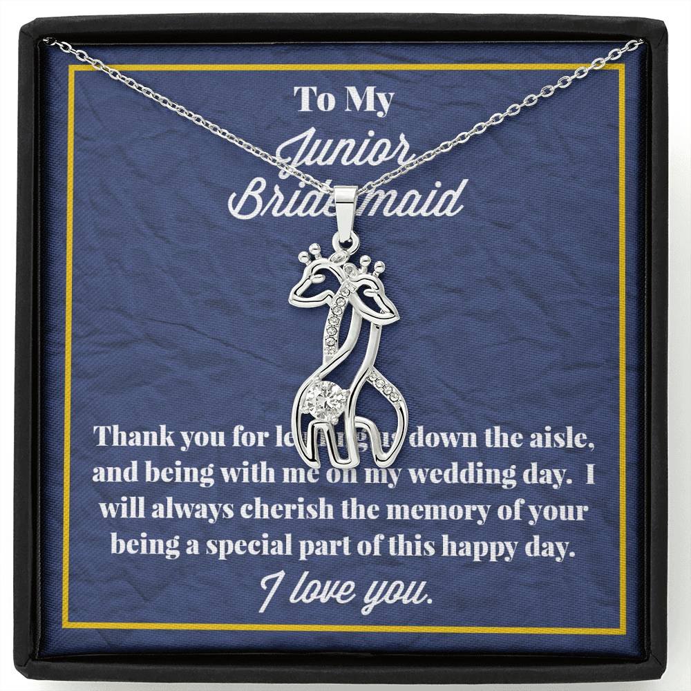 To My Junior Bridesmaid Graceful Love Giraffe Necklace