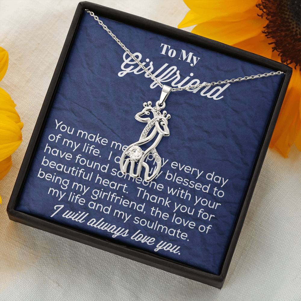To My Girlfriend Graceful Love Giraffe Necklace