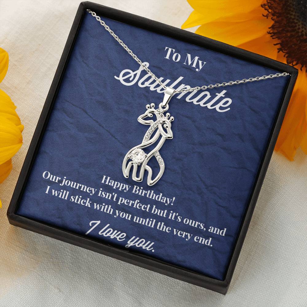 Happy Birthday To My Soulmate Graceful Love Giraffe Necklace - Jewelry for Wife - Necklace for Wife