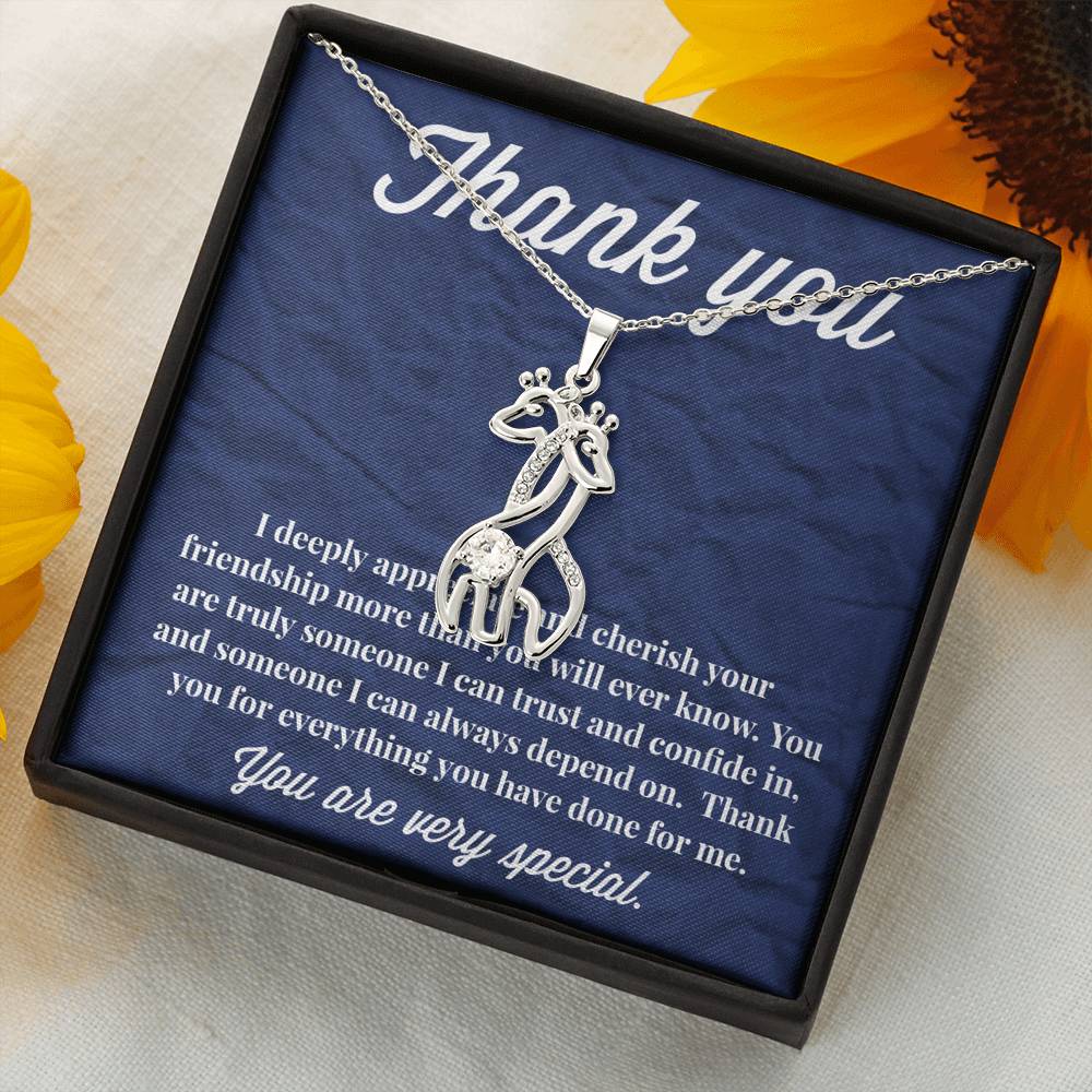 Thank You Graceful Love Giraffe Necklace - Thank You Gift - Necklace for Friend