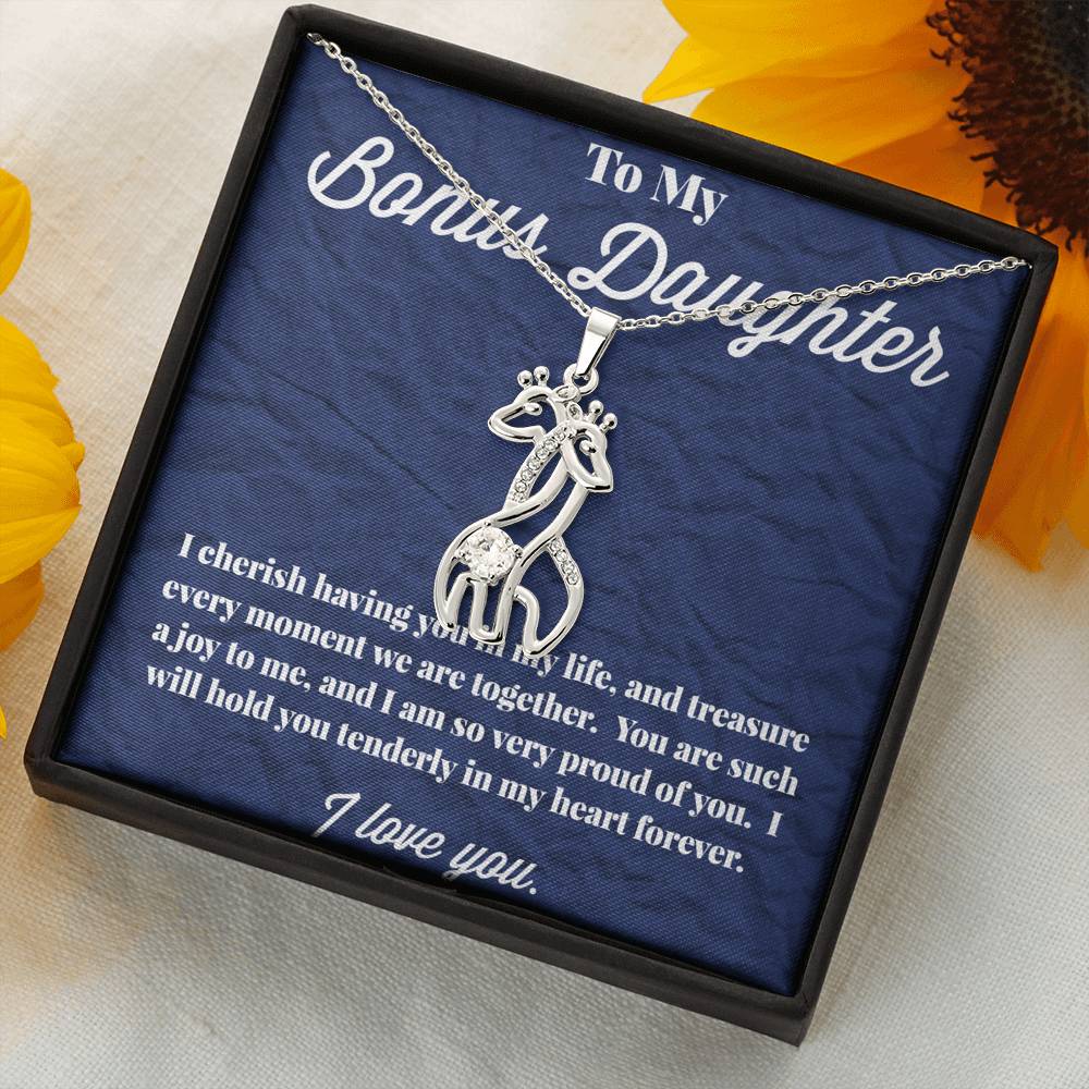 To My Bonus Daughter Graceful Love Giraffe Necklace, Stepdaughter Necklace, Bonus Daughter Jewelry, Nonbiological Daughter Necklace