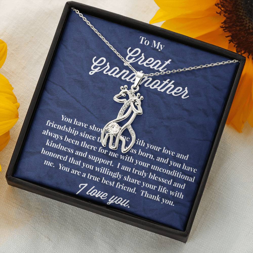 To My Great Grandmother Graceful Love Giraffe Necklace - Jewelry for Grandmother - Gift for Grandmother