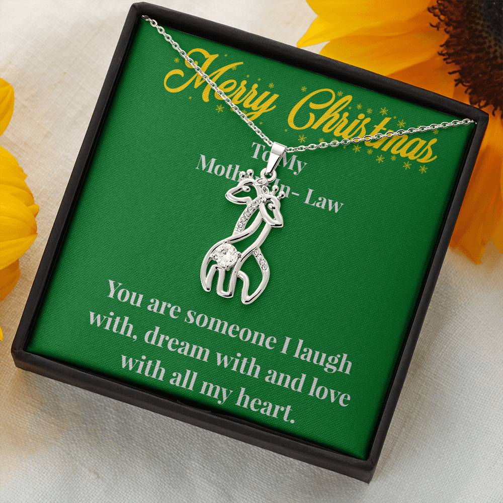 Merry Christmas To My Mother-In-Law Graceful Love Giraffe Necklace - Gift for Mother - Necklace for Mother-In-Law