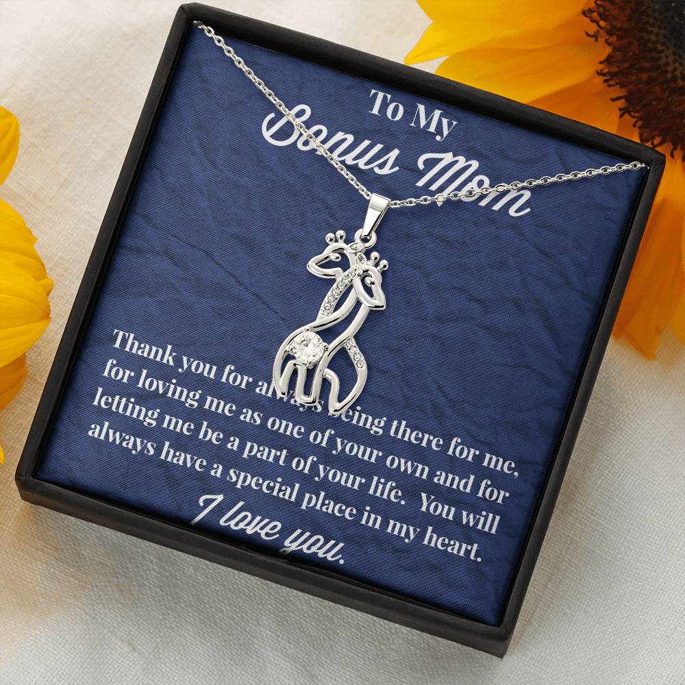 To My Bonus Mom Graceful Love Giraffe Necklace