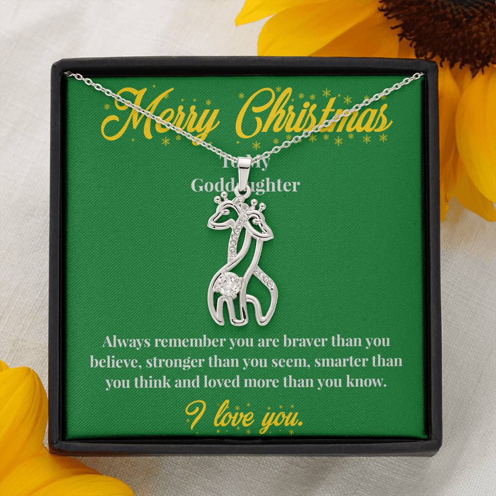 Merry Christmas To My Goddaughter - Graceful Love Giraffe Necklace - Christmas Gift for Goddaughter - Necklace for Goddaughter