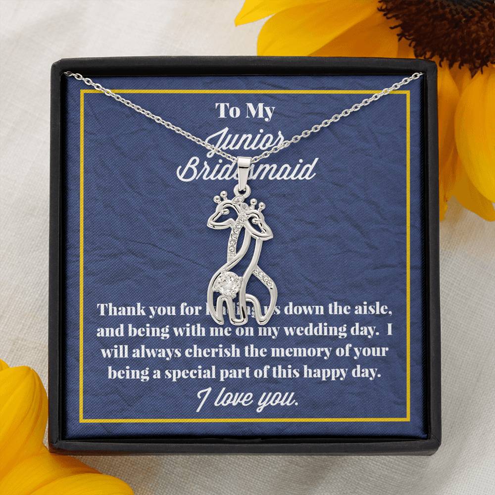 To My Junior Bridesmaid Graceful Love Giraffe Necklace