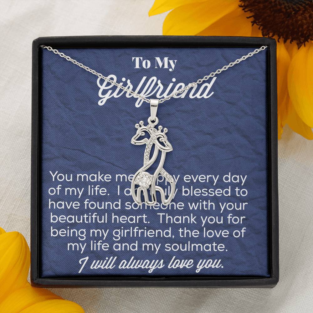 To My Girlfriend Graceful Love Giraffe Necklace