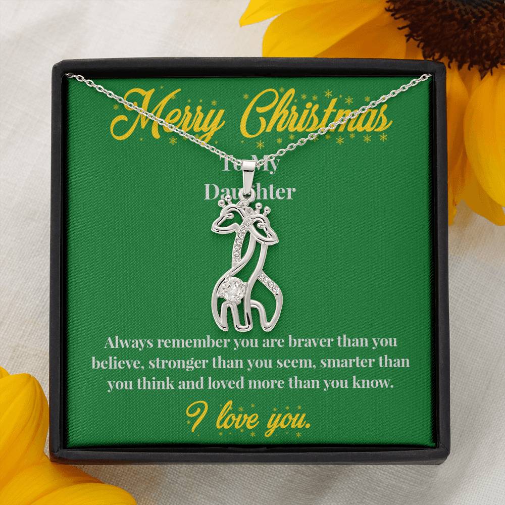 Merry Christmas to My Daughter - Graceful Love Giraffe Necklace - Christmas Gift for Daughter - Necklace for Daughter
