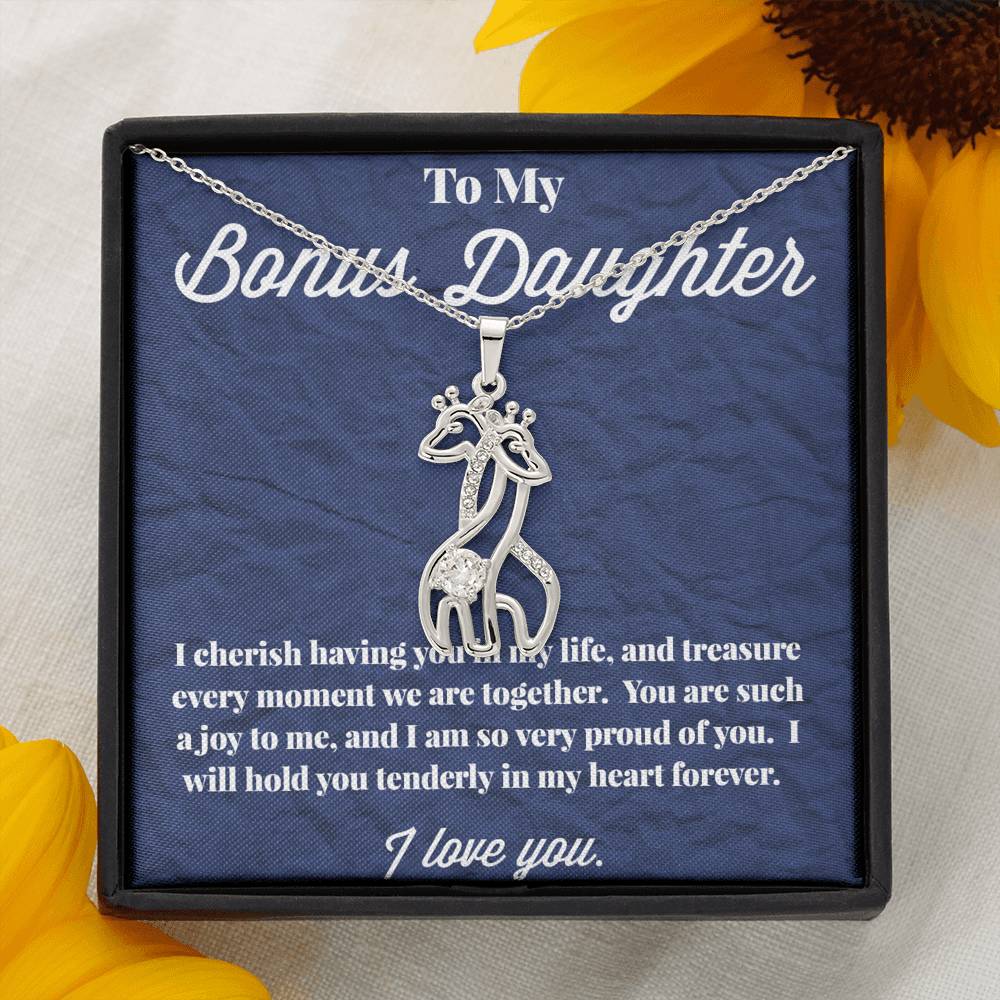To My Bonus Daughter Graceful Love Giraffe Necklace, Stepdaughter Necklace, Bonus Daughter Jewelry, Nonbiological Daughter Necklace