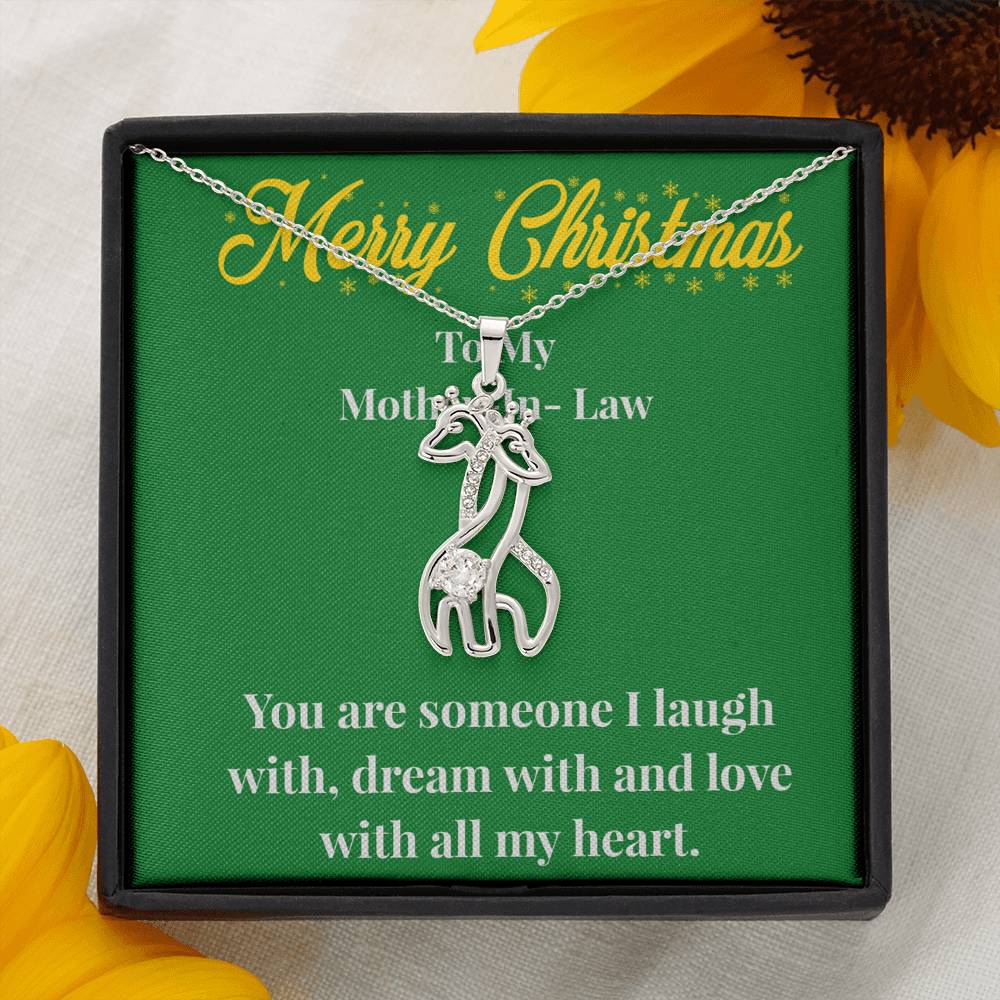 Merry Christmas To My Mother-In-Law Graceful Love Giraffe Necklace - Gift for Mother - Necklace for Mother-In-Law
