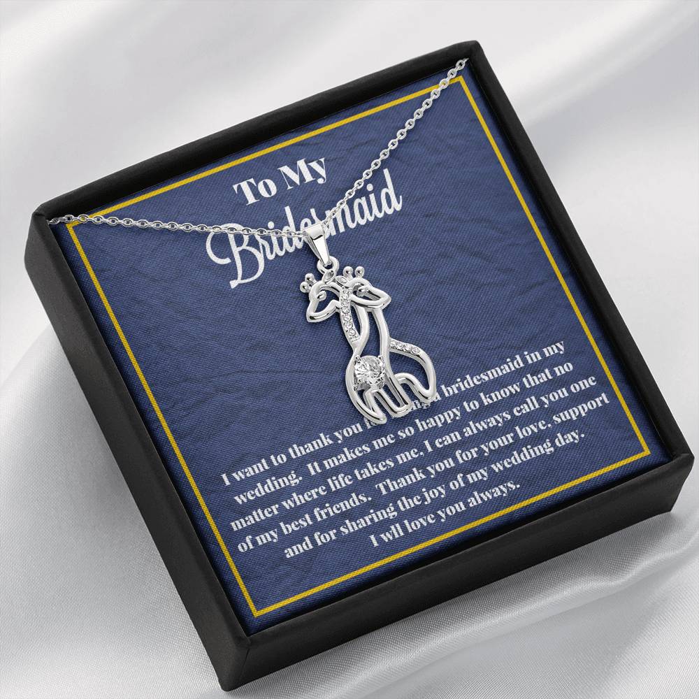 To My Bridesmaid Graceful Love Giraffe Necklace