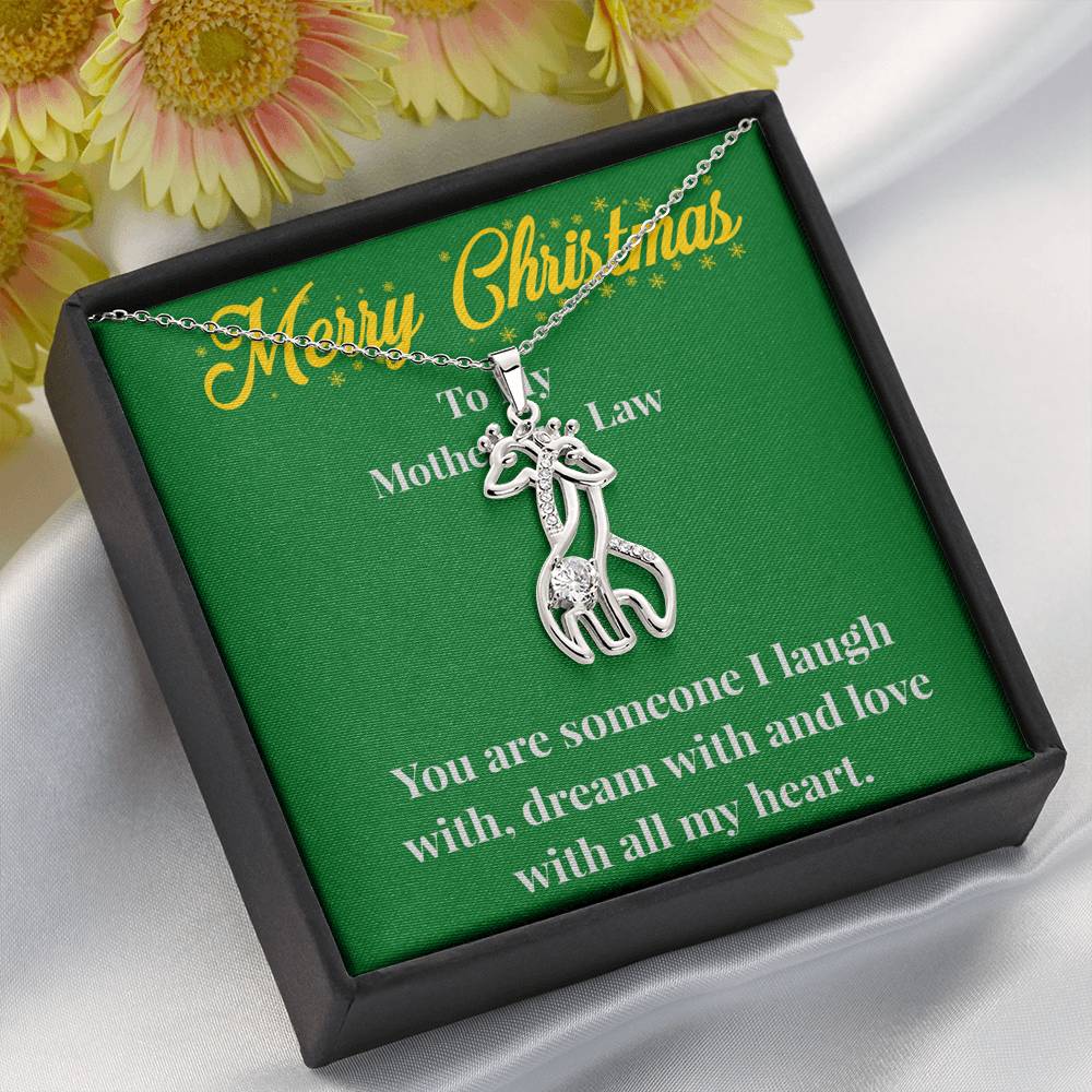 Merry Christmas To My Mother-In-Law Graceful Love Giraffe Necklace - Gift for Mother - Necklace for Mother-In-Law