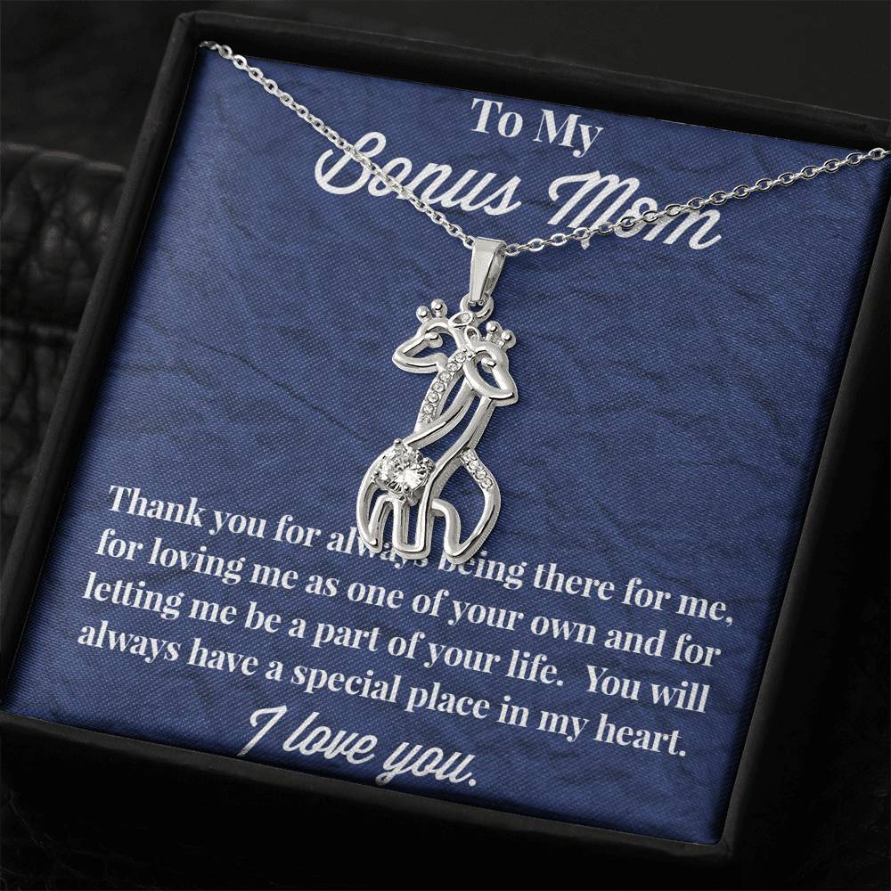 To My Bonus Mom Graceful Love Giraffe Necklace