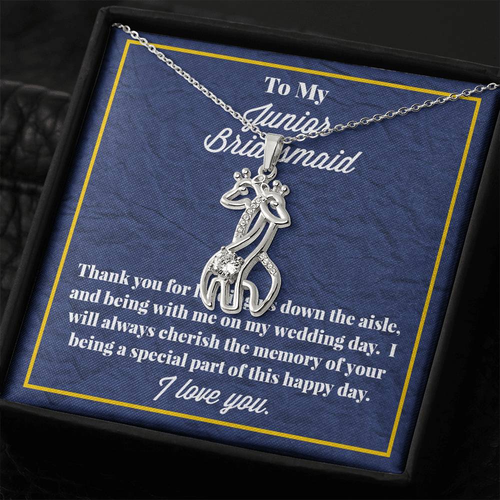 To My Junior Bridesmaid Graceful Love Giraffe Necklace