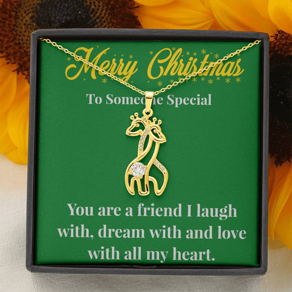 Merry Christmas To My Friend Graceful Love Giraffe Necklace - Gift for Friend - Necklace for A Friend