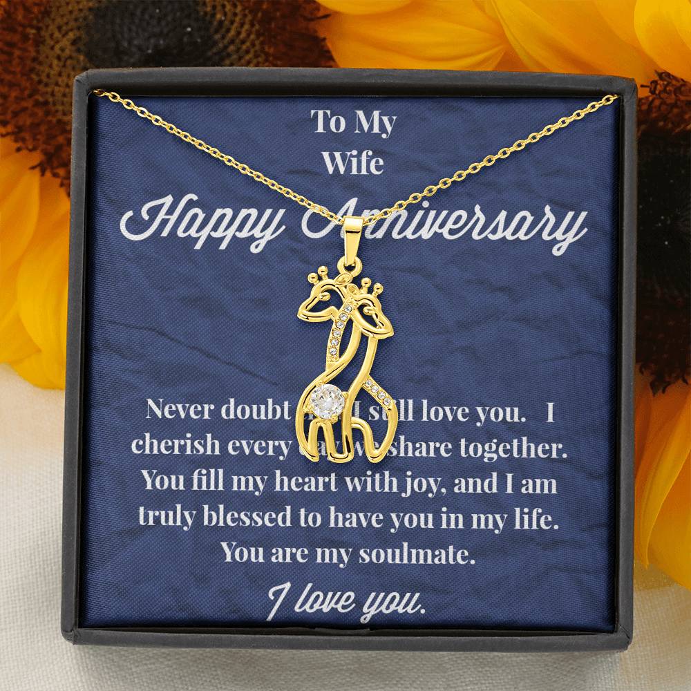 Happy Anniversary To My Wife Graceful Love Giraffe Necklace - Wedding Anniversary Gift - Necklace for Wife