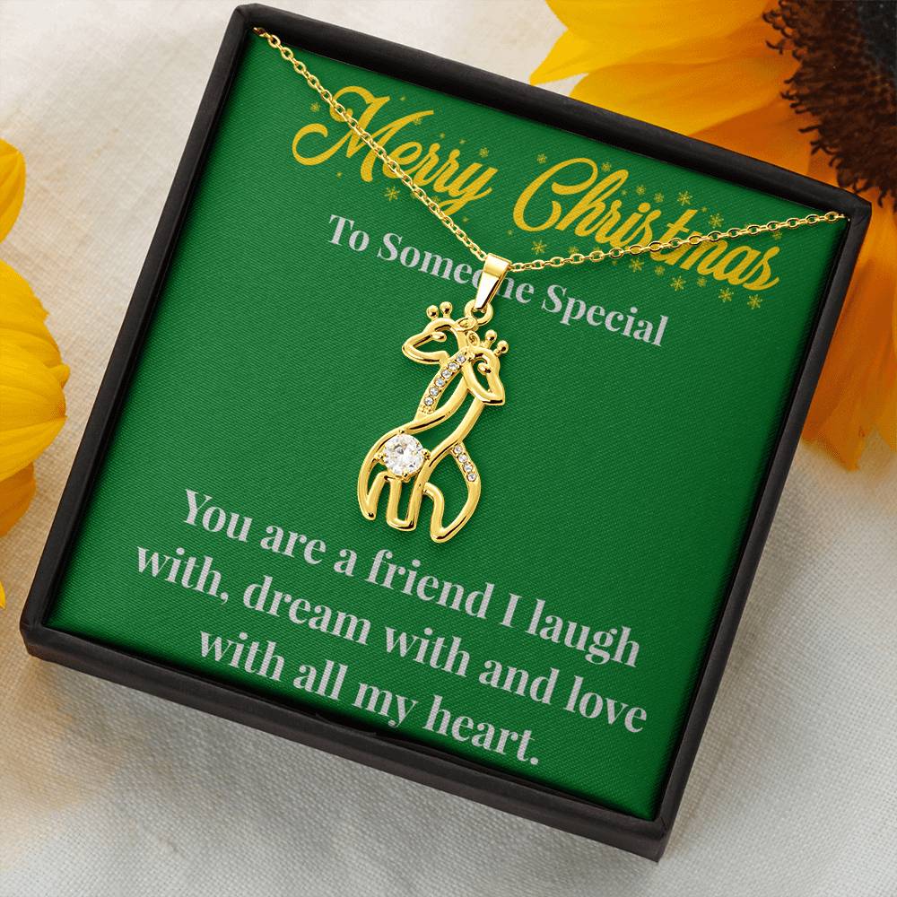 Merry Christmas To My Friend Graceful Love Giraffe Necklace - Gift for Friend - Necklace for A Friend