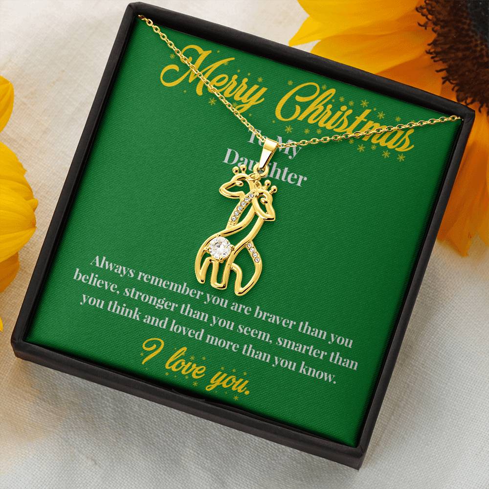 Merry Christmas to My Daughter - Graceful Love Giraffe Necklace - Christmas Gift for Daughter - Necklace for Daughter