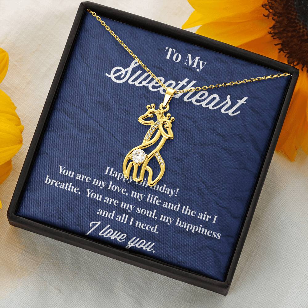 Happy Birthday To My Sweetheart Graceful Love Giraffe Necklace - Jewelry for Wife - Necklace for Wife