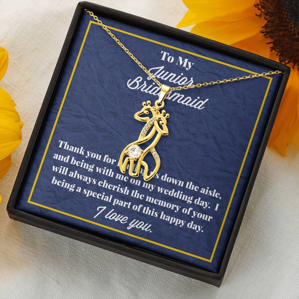To My Junior Bridesmaid Graceful Love Giraffe Necklace