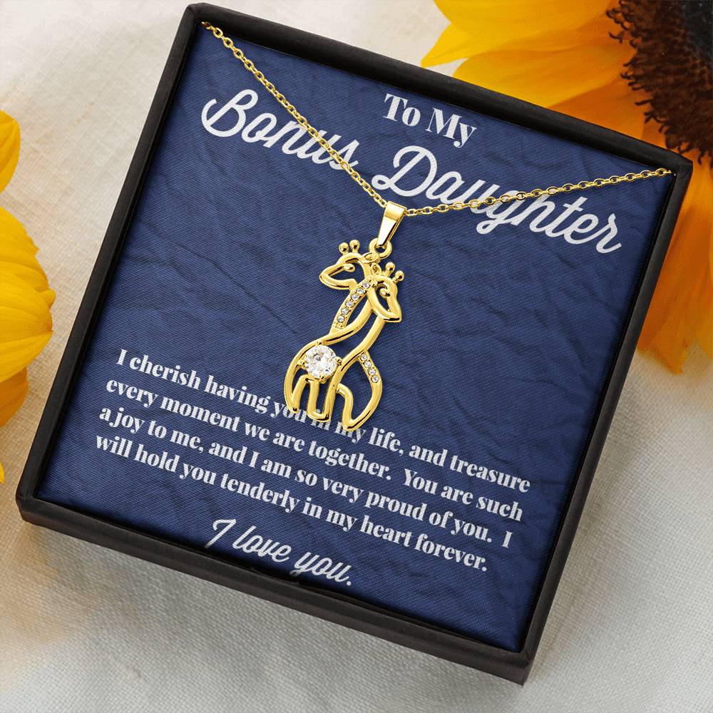 To My Bonus Daughter Graceful Love Giraffe Necklace, Stepdaughter Necklace, Bonus Daughter Jewelry, Nonbiological Daughter Necklace