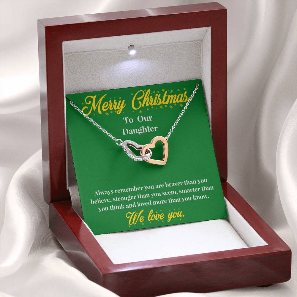 Merry Christmas to Our Daughter - Interlocking Hearts Necklace - Christmas Gift for Daughter - Necklace for Daughter