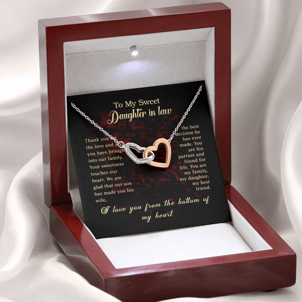 To My Sweet Daughter in Law Interlocking Hearts Necklace