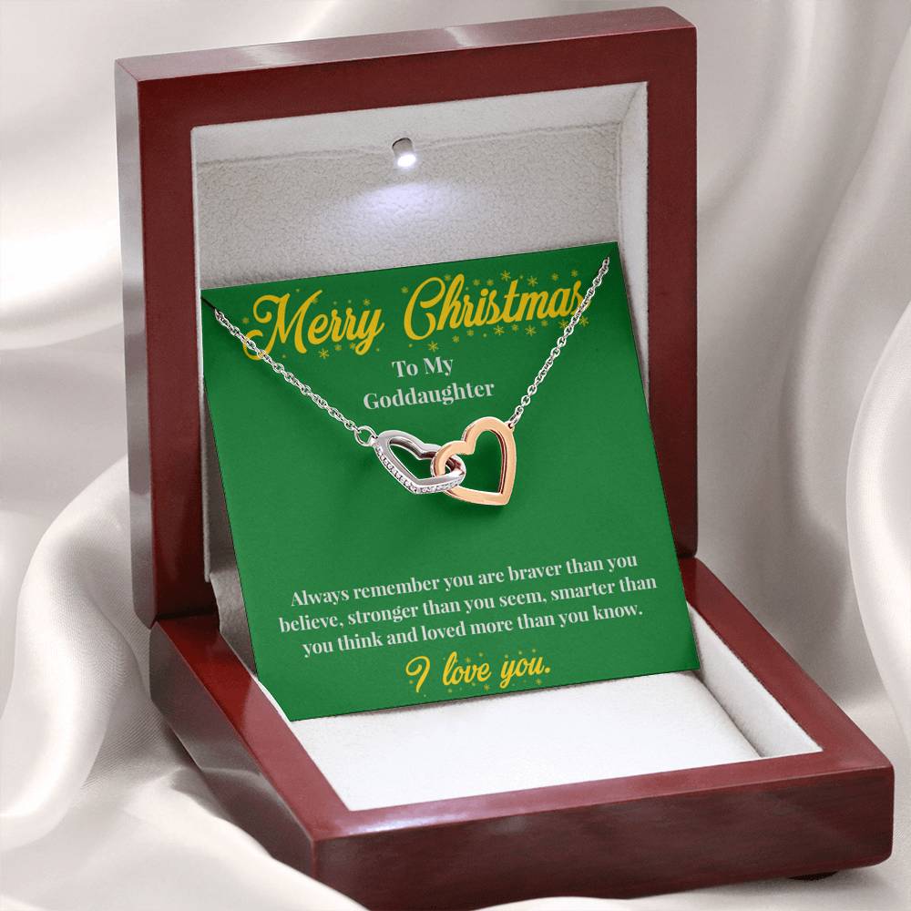 Merry Christmas To My Goddaughter - Interlocking Hearts Necklace - Christmas Gift for Goddaughter - Necklace for Goddaughter