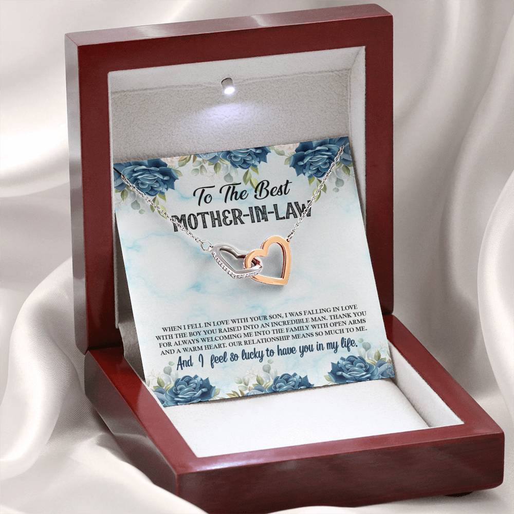 To The Best Mother-In-Law Interlocking Hearts Necklace