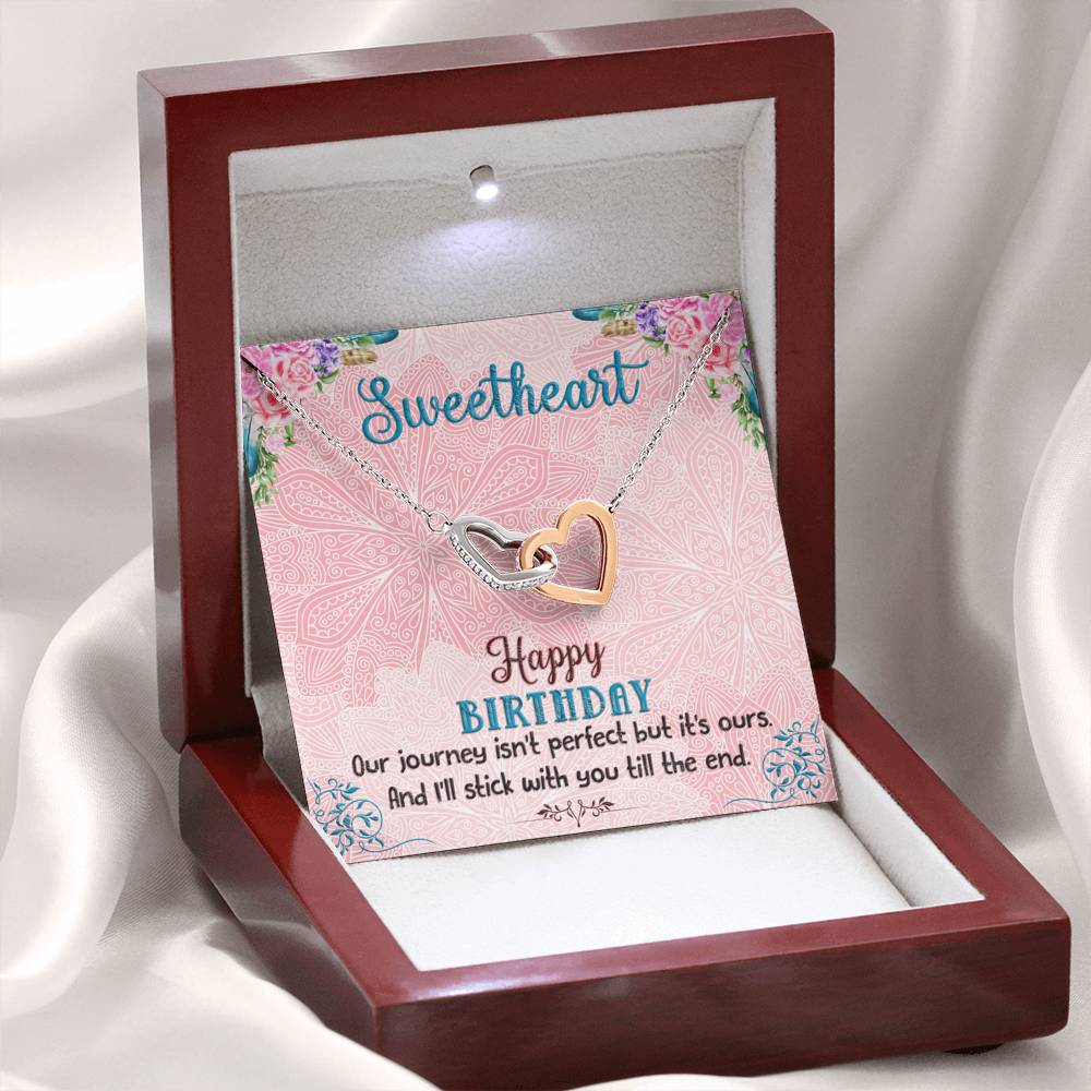 Happy Birthday Necklace - Interlocking Hearts Pendant