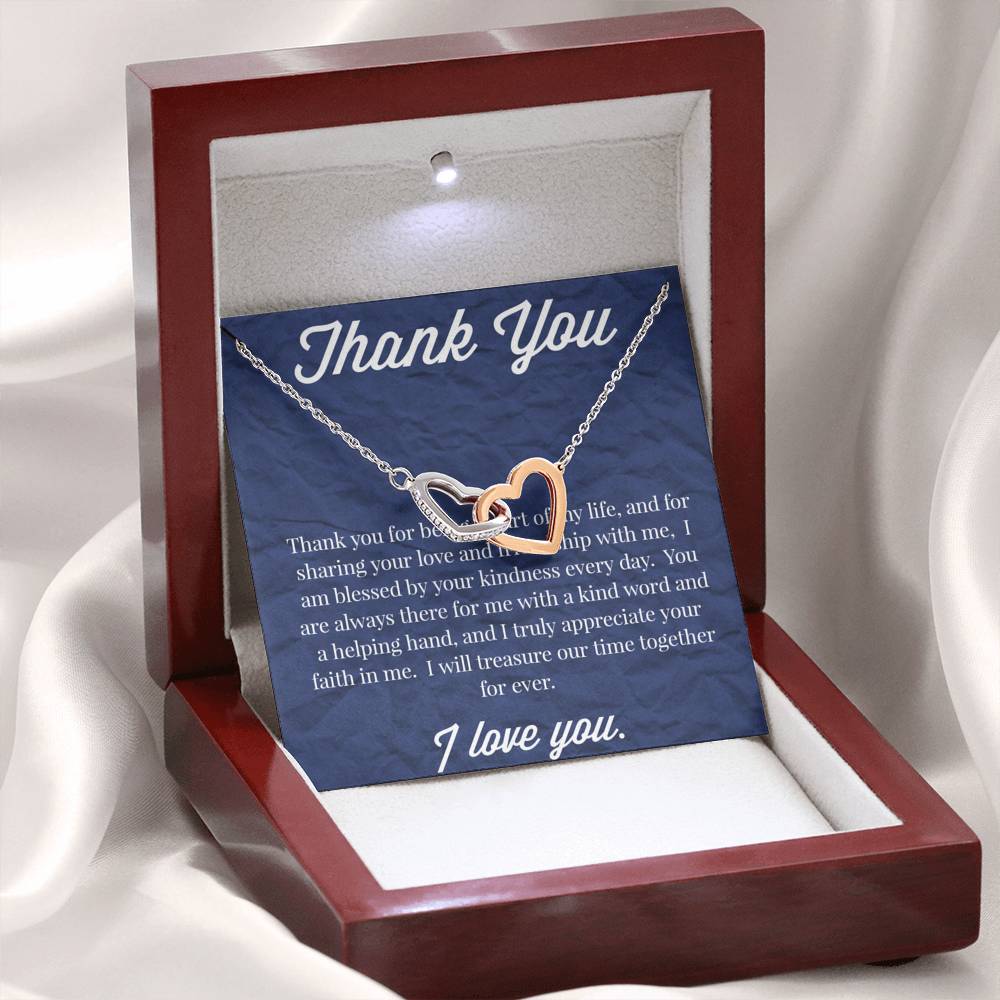 Thank You Interlocking Hearts Necklace