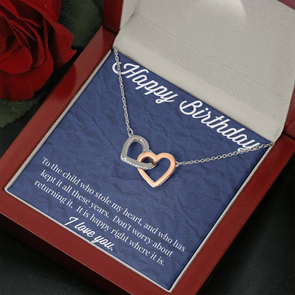 Happy Birthday Interlocking Hearts Necklace