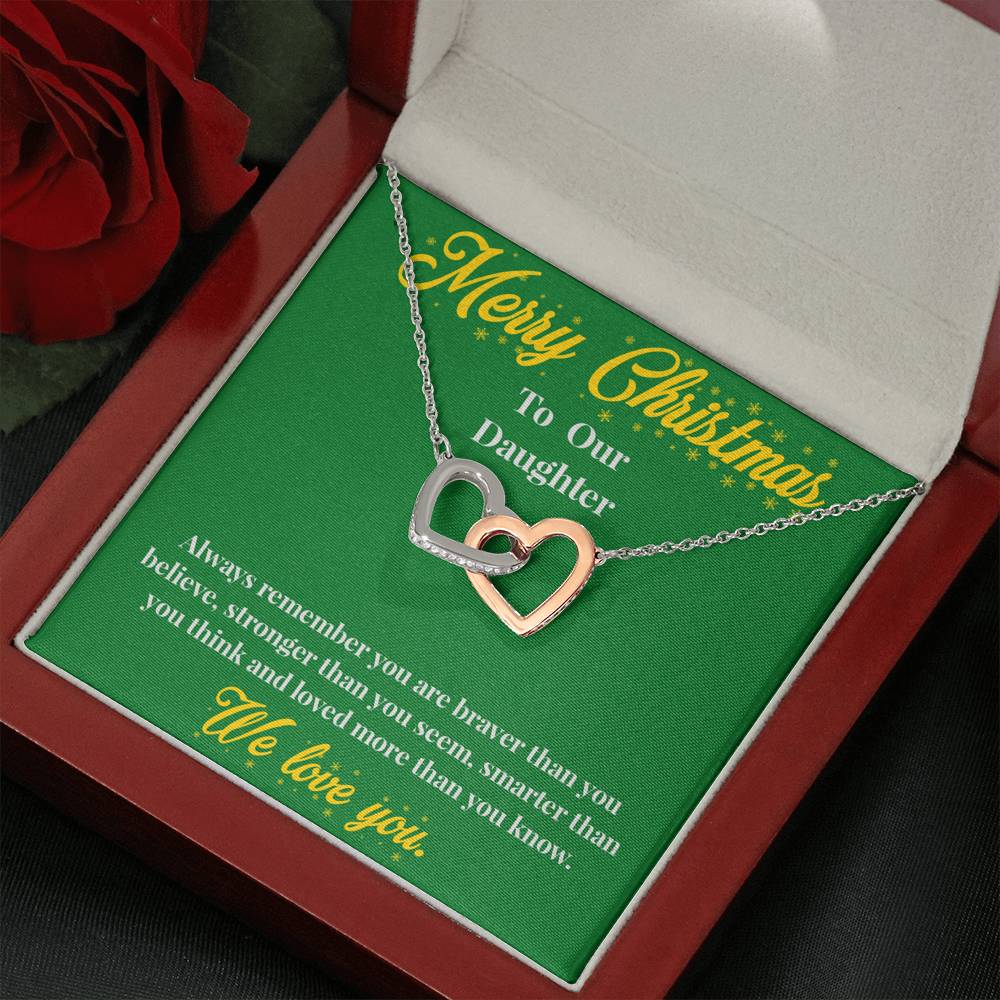 Merry Christmas to Our Daughter - Interlocking Hearts Necklace - Christmas Gift for Daughter - Necklace for Daughter