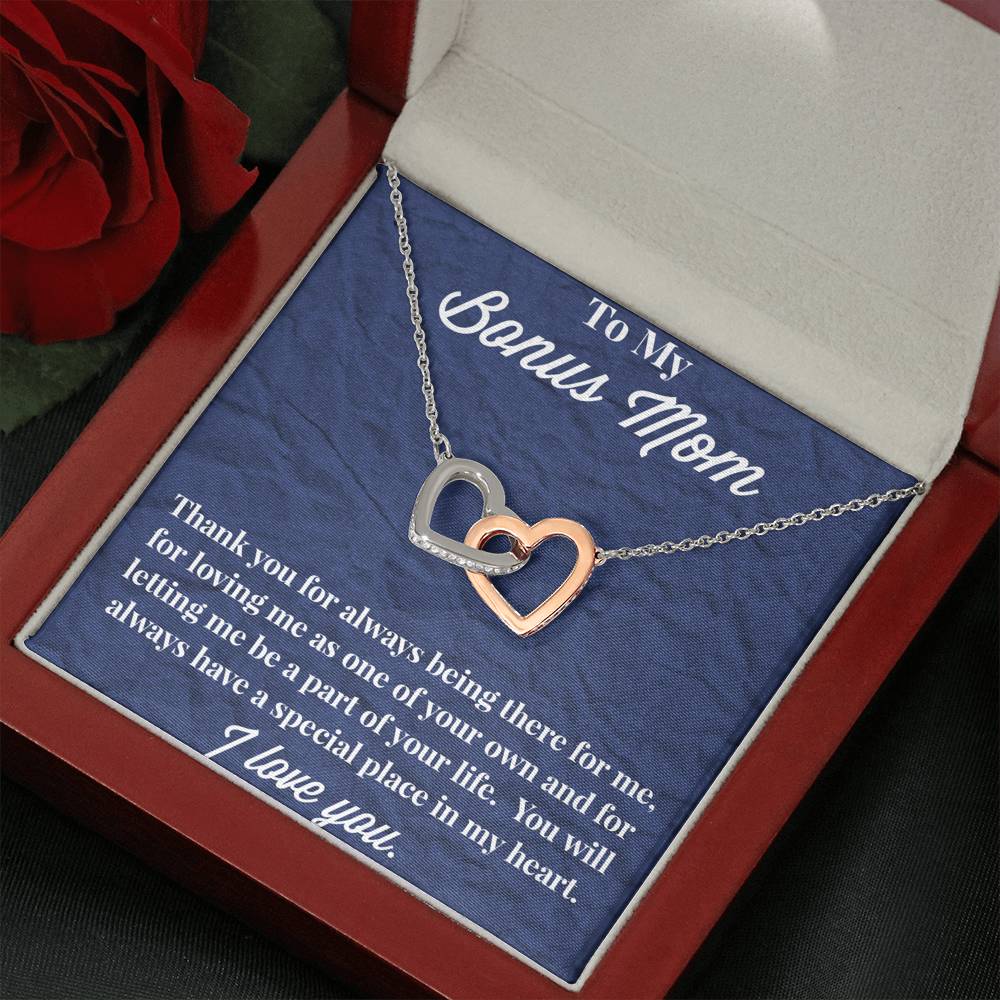 To My Bonus Mom Interlocking Hearts Necklace