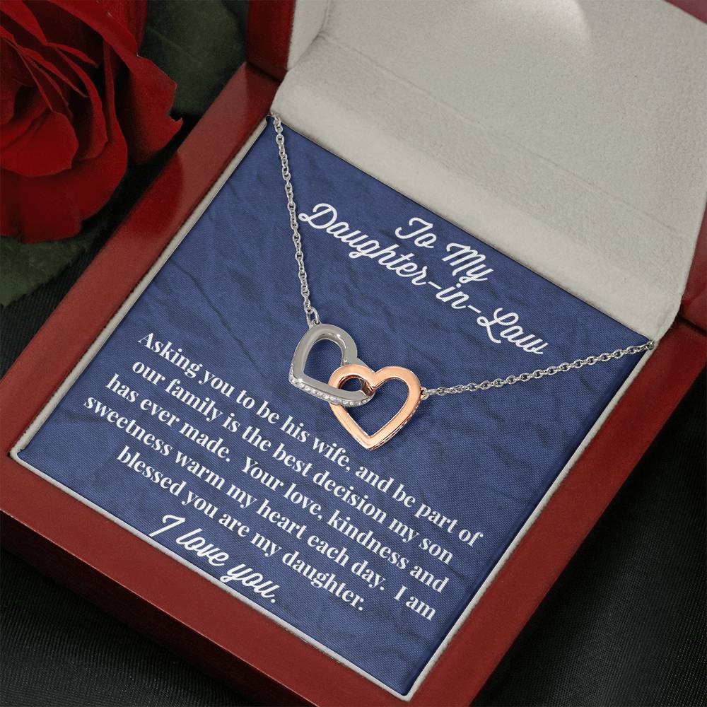 To My Daughter-in-Law Interlocking Hearts Necklace - Gift for Daughter- Necklace for Daughter-in-Law