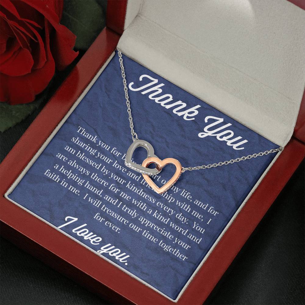 Thank You Interlocking Hearts Necklace