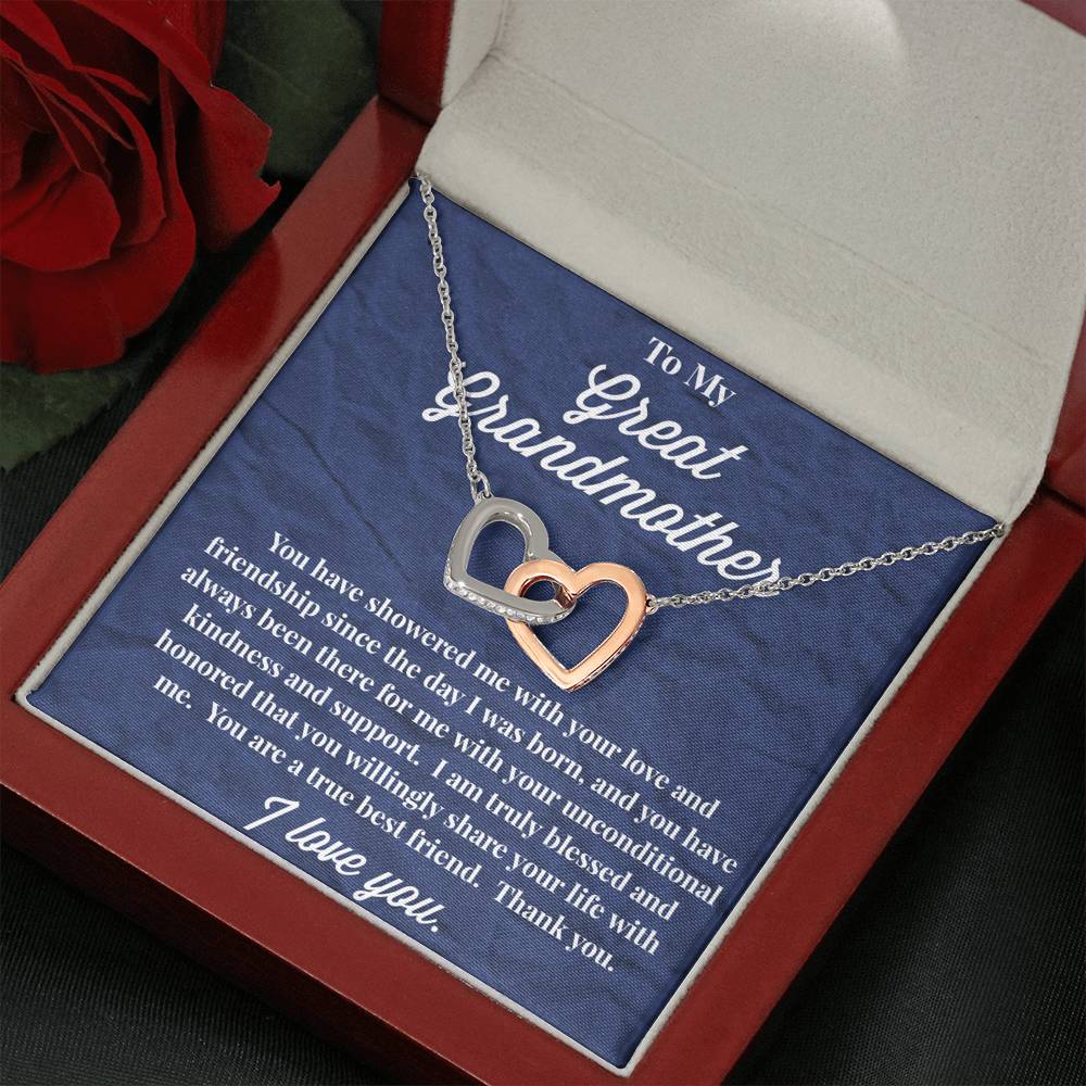 To My Great Grandmother Interlocking Hearts Necklace - Jewelry for Grandmother - Gift for Grandmother