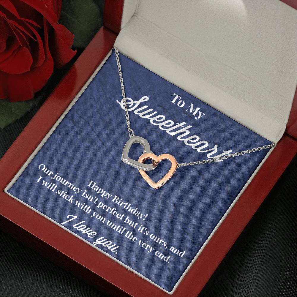 Happy Birthday To My Sweetheart Interlocking Hearts Necklace - Sweetheart Necklace - Jewelry for Wife - Necklace for Wife