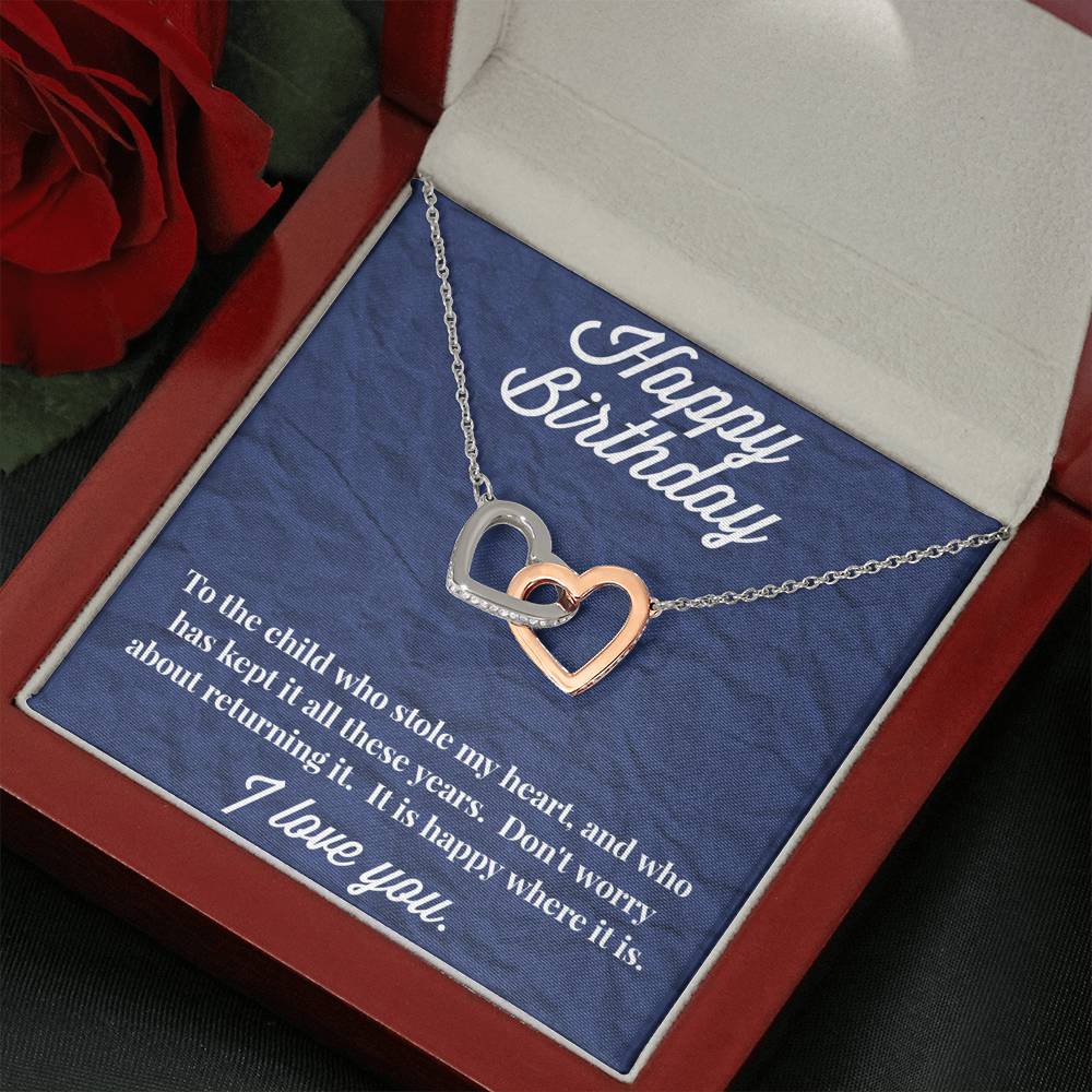 Happy Birthday Interlocking Hearts Necklace