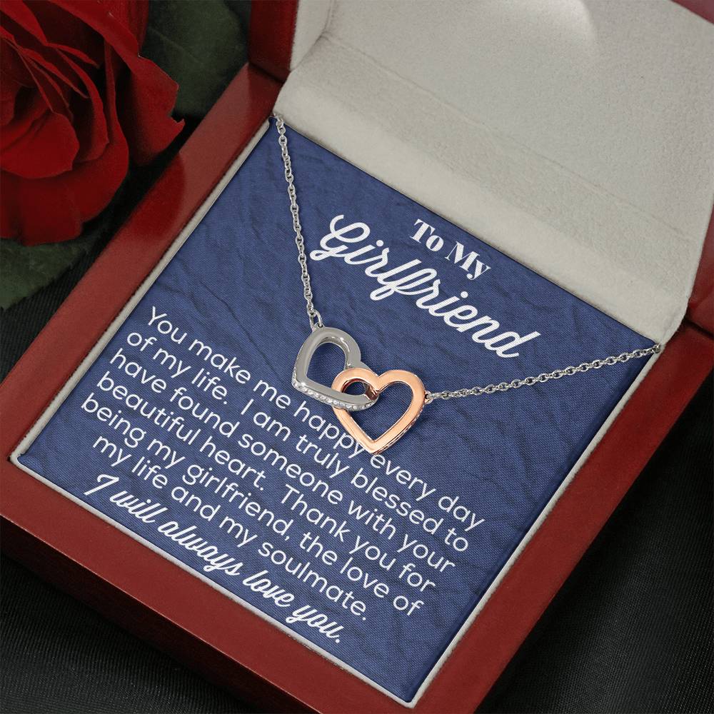 To My Girlfriend Interlocking Hearts Necklace