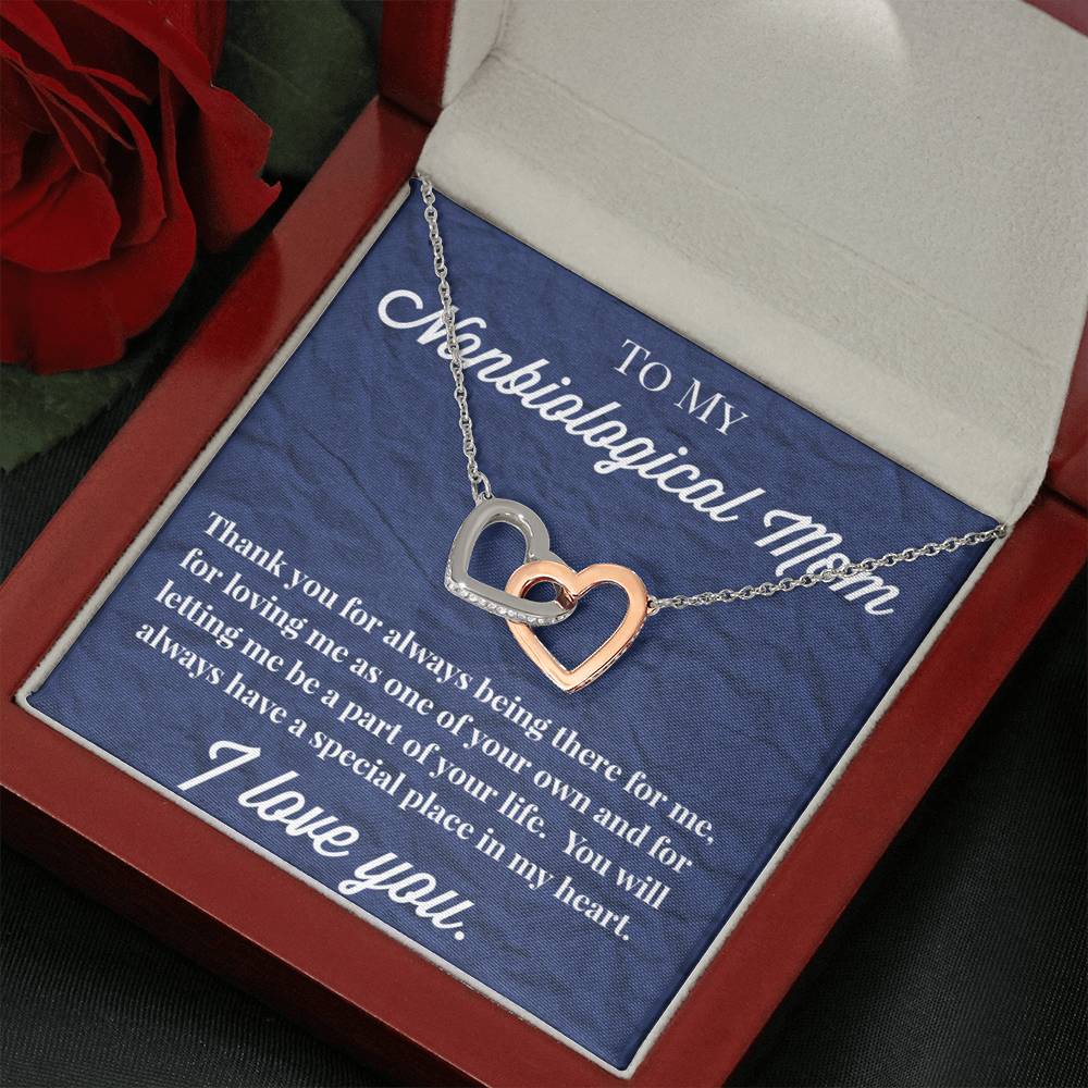 To My Nonbiological Mom Interlocking Hearts Necklace, Bonus Mom Necklace, Stepmom Necklace, Bonus Mom Jewelry