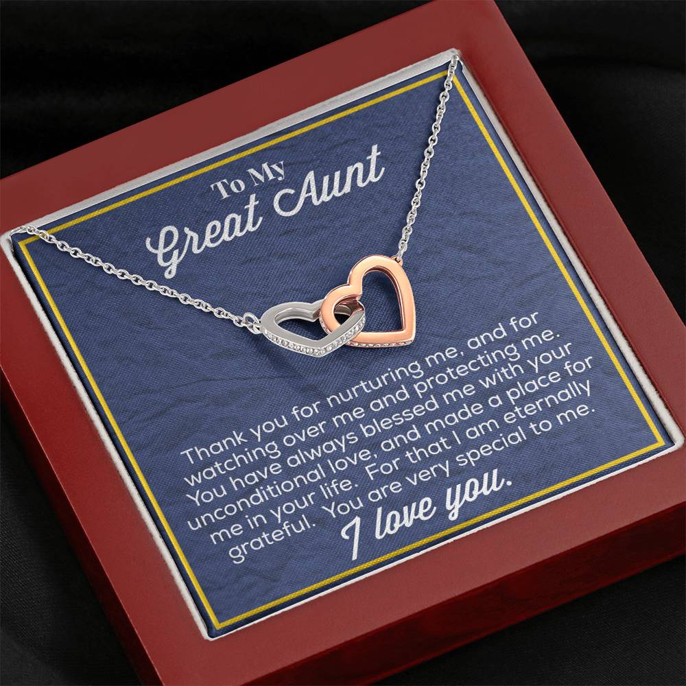 To My Great Aunt Interlocking Hearts Necklace