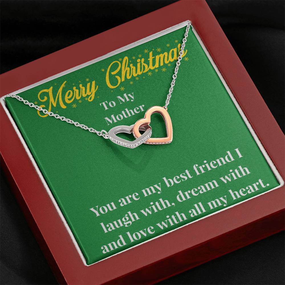 Merry Christmas To My Mother Interlocking Hearts Necklace - Gift for Mom - Necklace for Mom