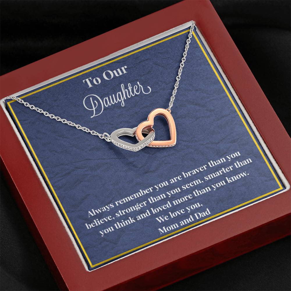 To Our Daughter Always Remember Interlocking Hearts Necklace